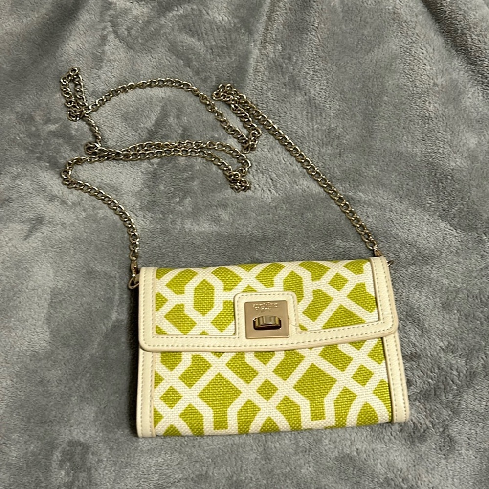 Spartina clutch bag with gold chain strap